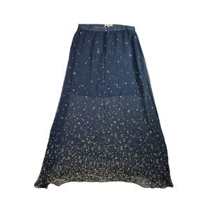 Opening Ceremony Women's Large Blue Floral Silk Maxi Skirt